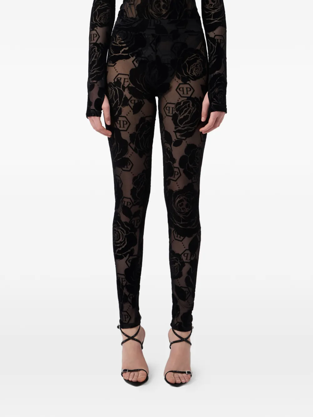 Philipp Plein Flock legging met monogram Zwart