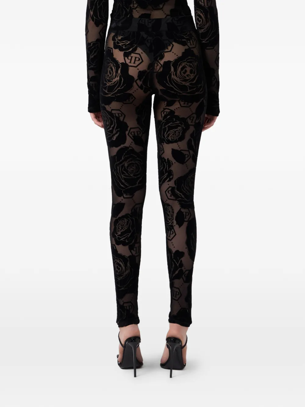 Philipp Plein Flock legging met monogram Zwart