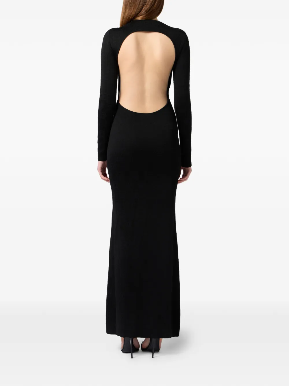 Philipp Plein Maxi-jurk met open rug Zwart