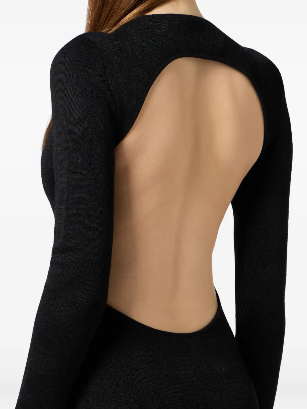 Philipp Plein Maxi-jurk met open rug Zwart