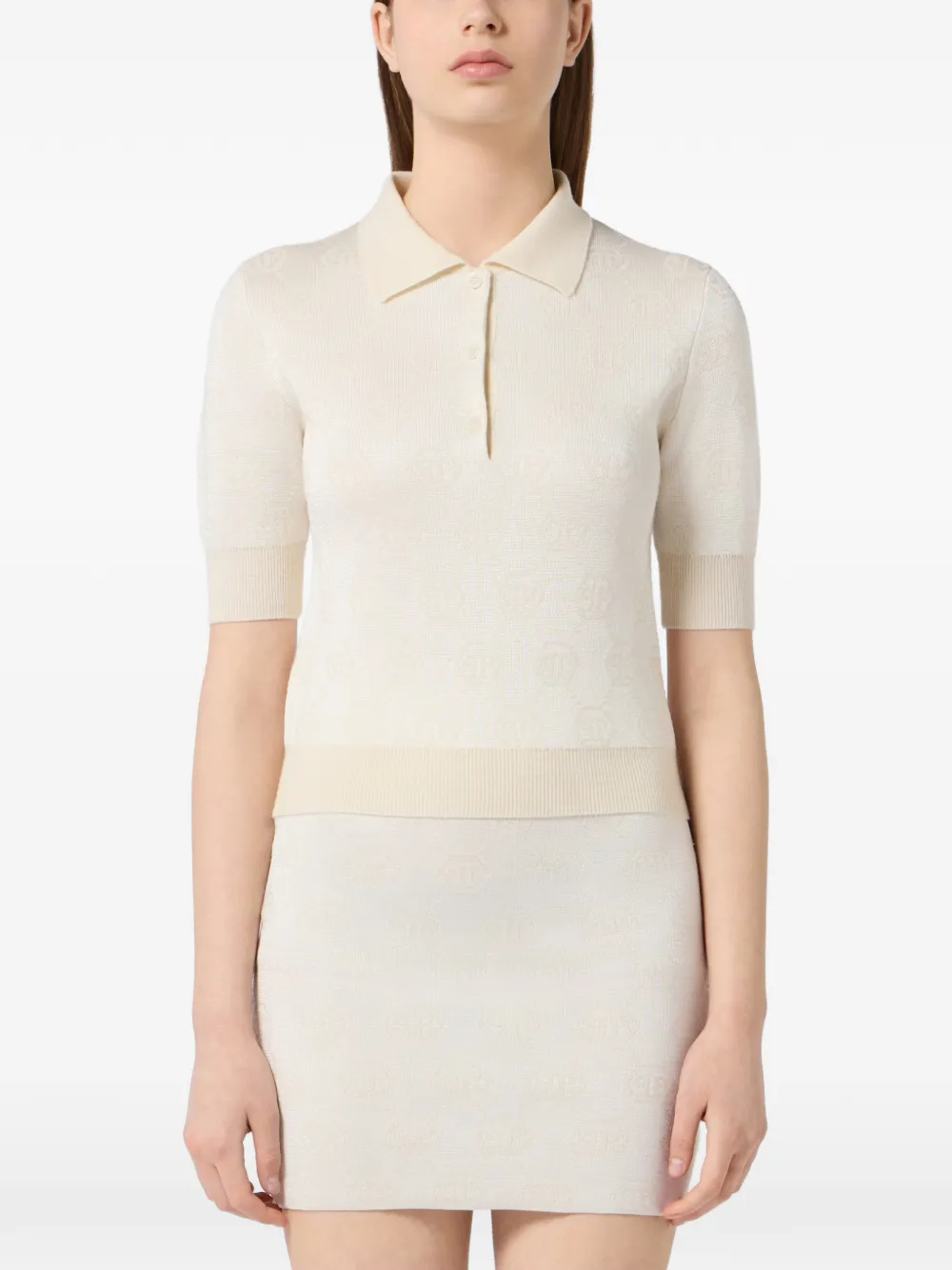Philipp Plein Polotop met jacquard-monogram Beige