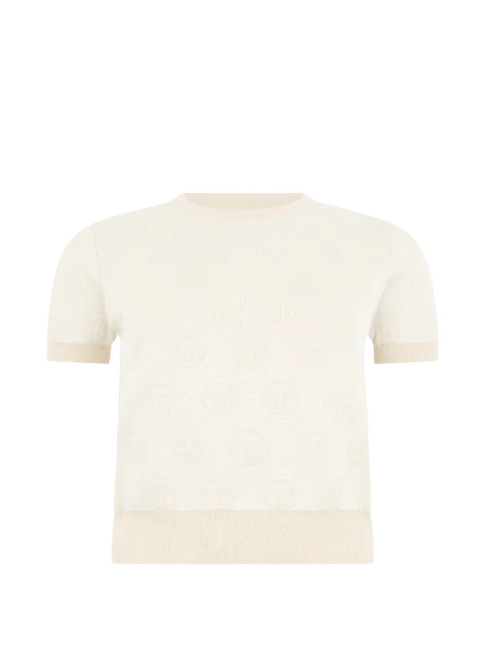 Philipp Plein T-shirt con monogramma jacquard - Toni neutri