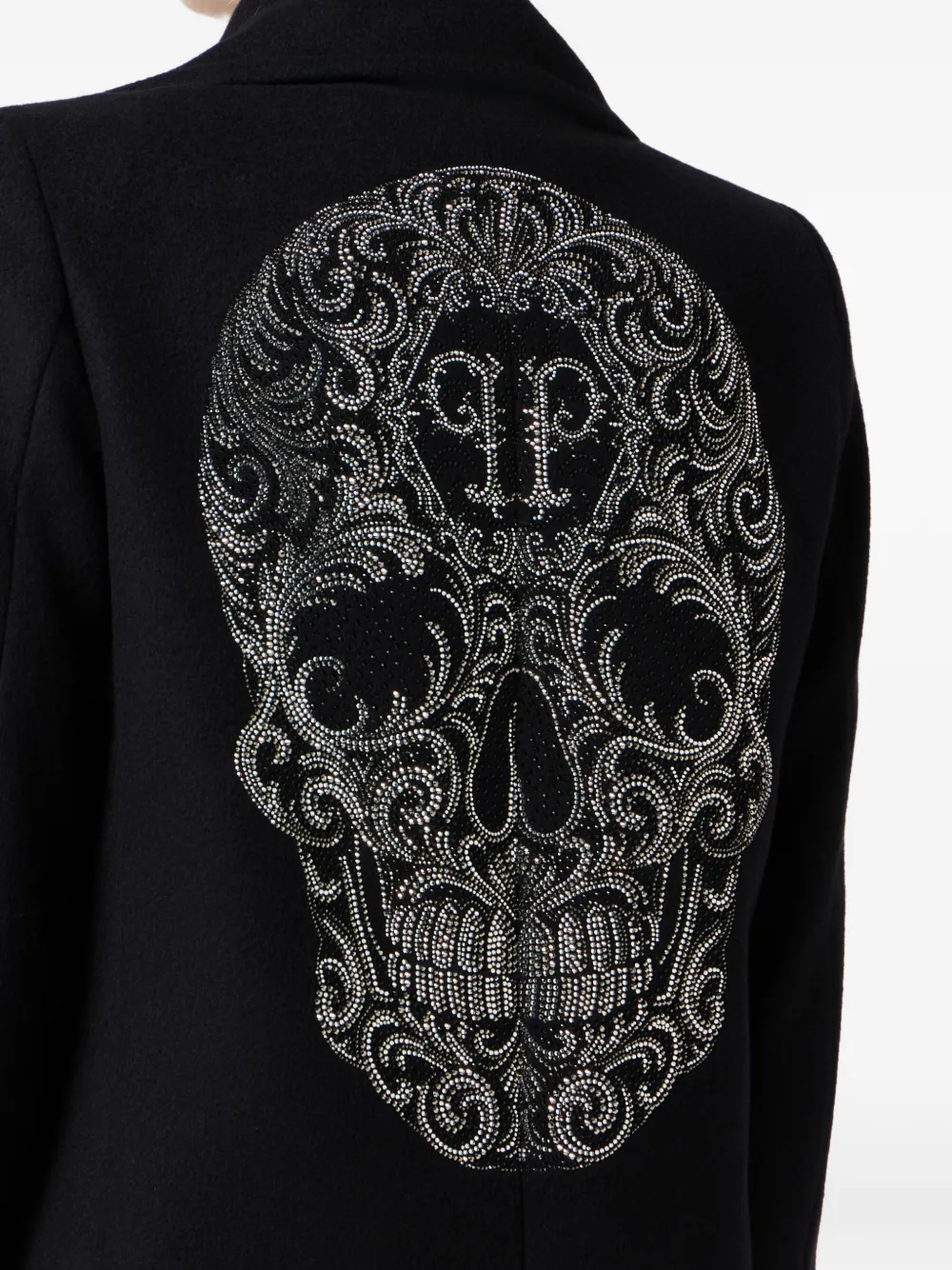 Philipp Plein Baroque Skull jas met dubbele rij knopen Zwart