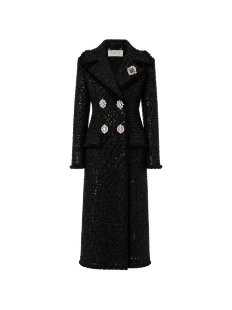 Philipp Plein tweed long coat paillettes