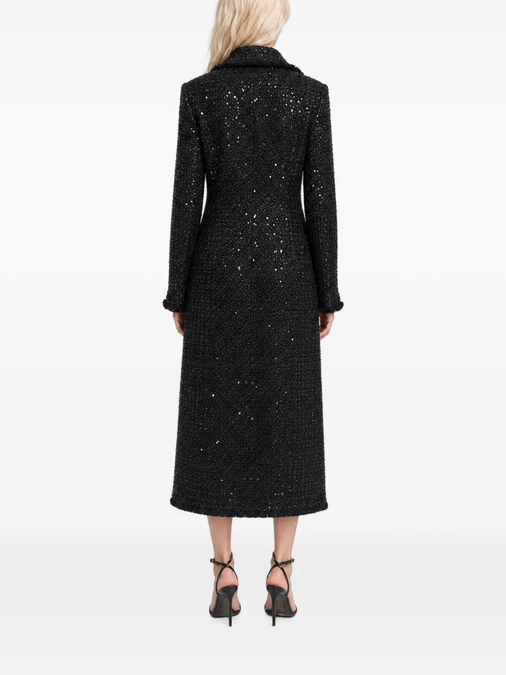 Philipp Plein Tweed lange jas met pailletten Zwart