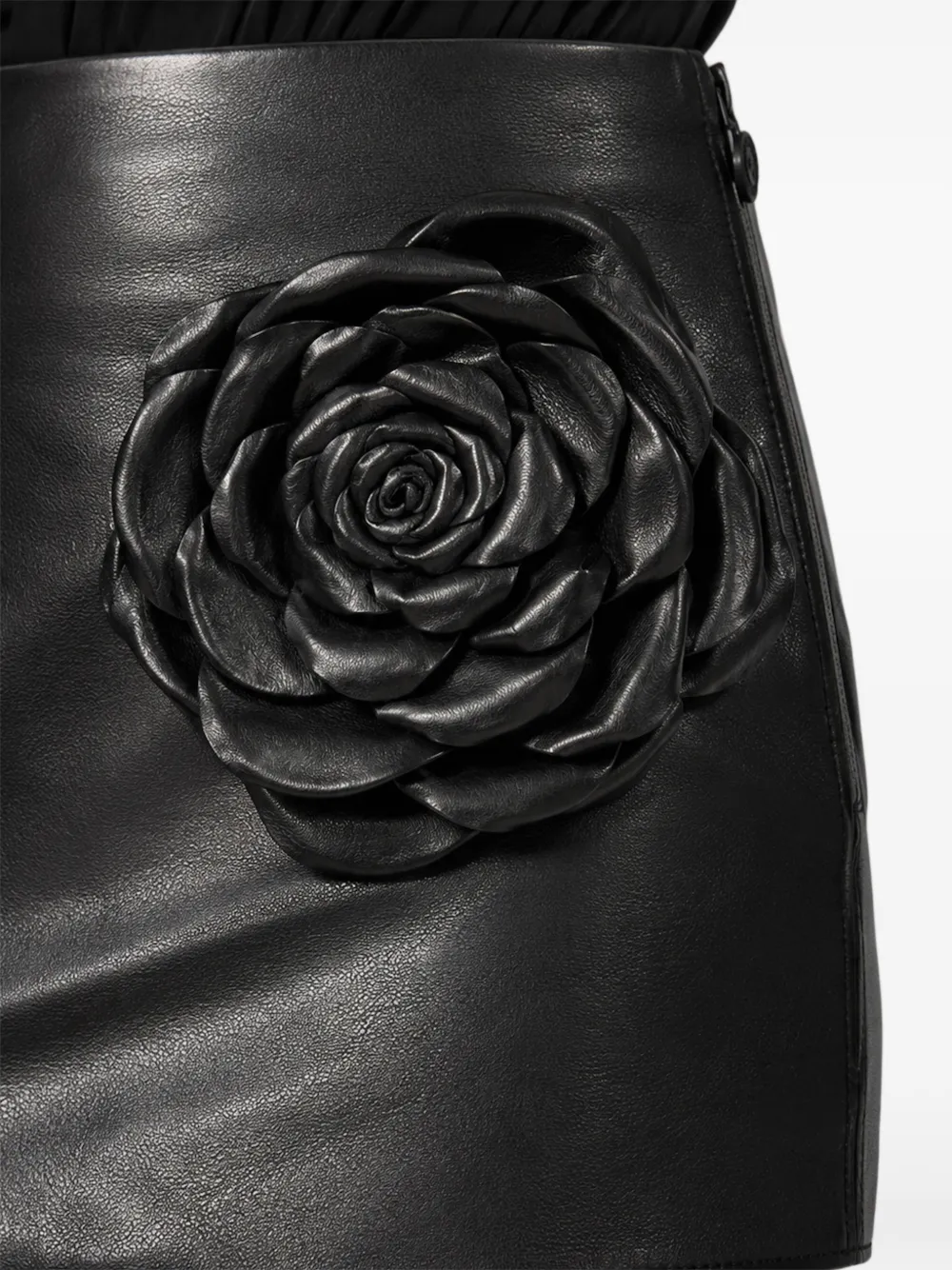 Philipp Plein Leren mini-rok met bloem Zwart