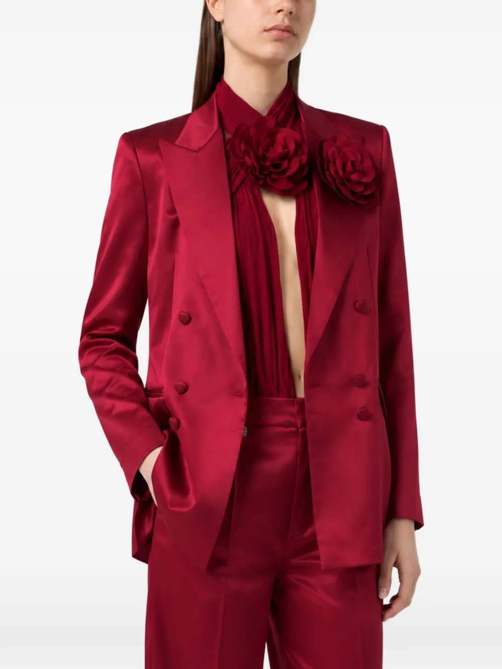 Philipp Plein Blazer met dubbele rij knopen en bloemapplicatie Rood