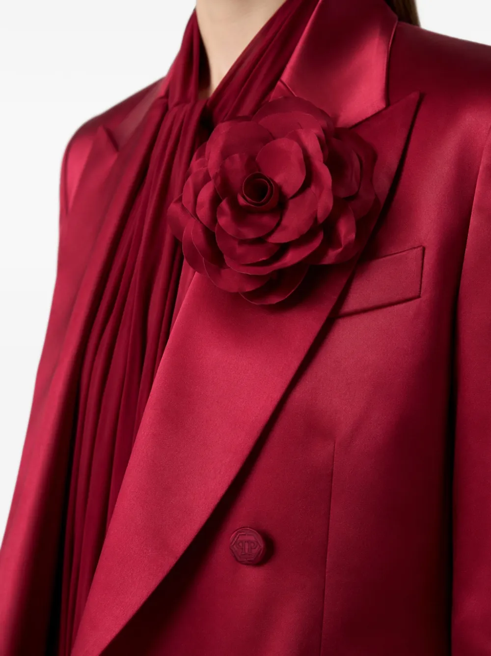 Philipp Plein Blazer met dubbele rij knopen en bloemapplicatie Rood