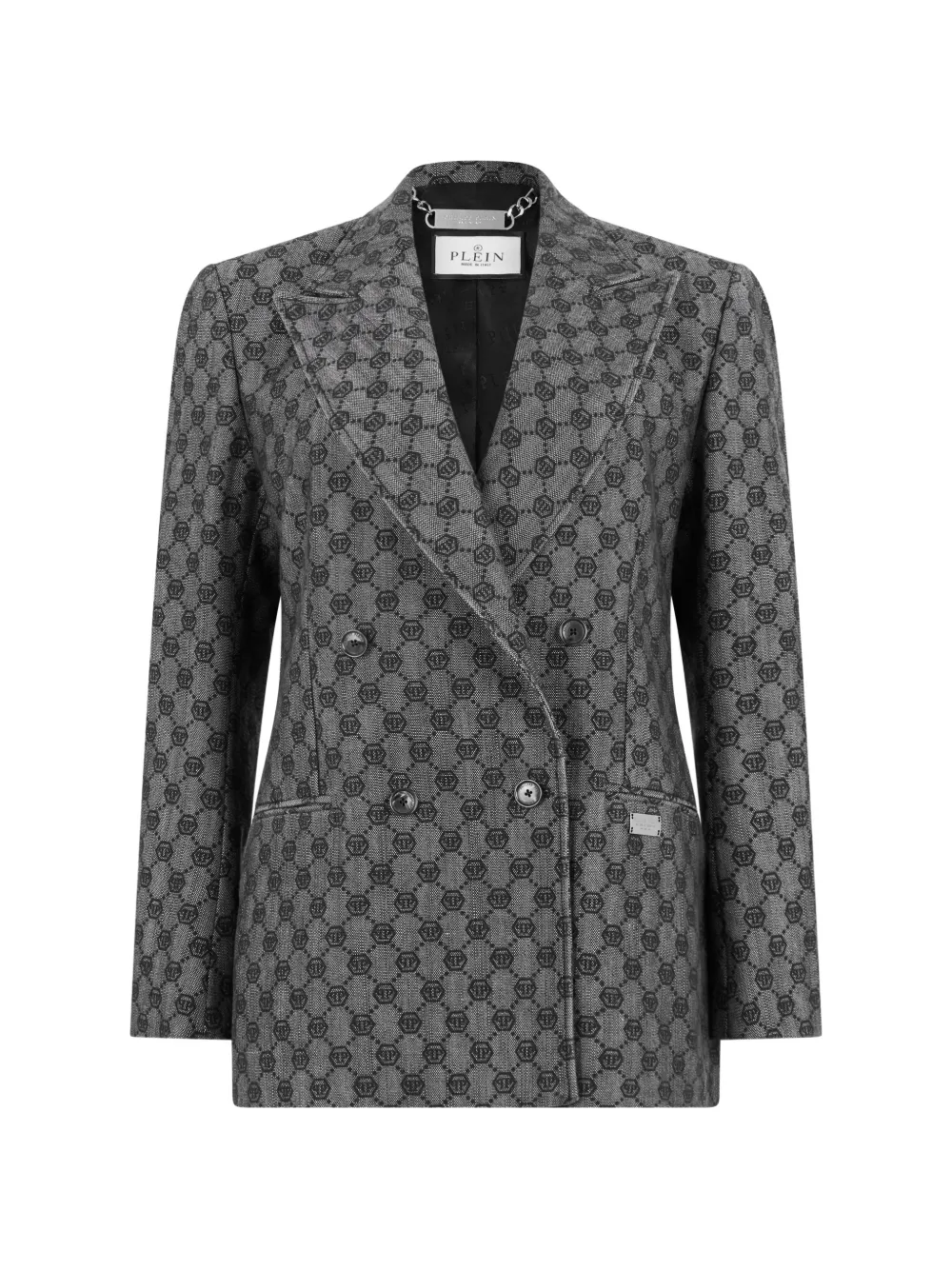 Philipp Plein Blazer doppiopetto con monogramma - Nero