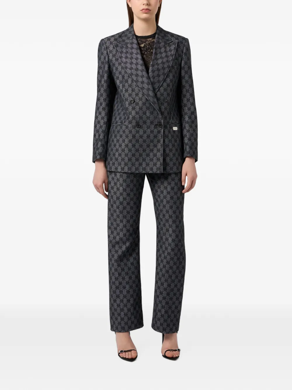 Philipp Plein Blazer met dubbele rij knopen en monogram Zwart