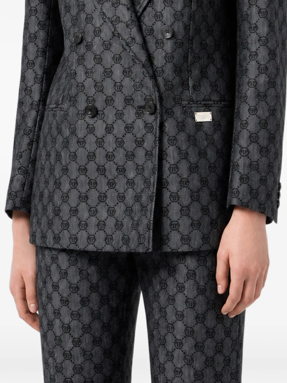 Philipp Plein Blazer met dubbele rij knopen en monogram Zwart