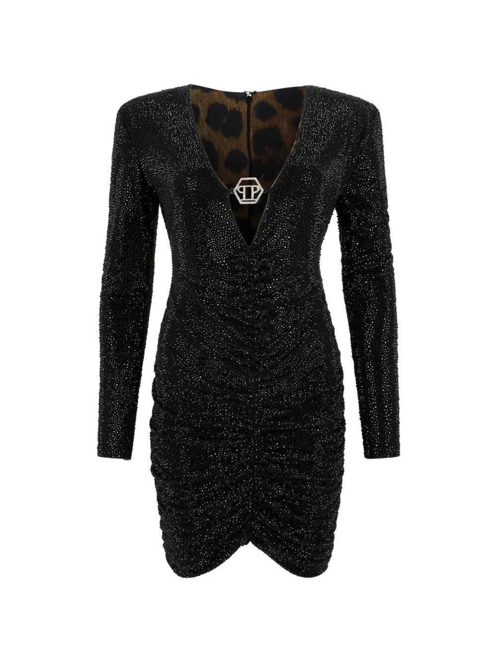 Philipp Plein crystal-embellished ruched mini dress - Nero