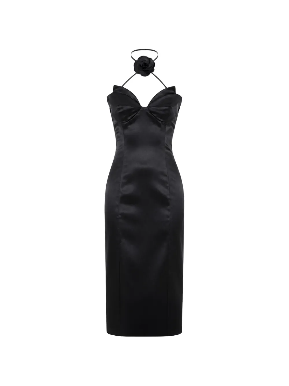 Philipp Plein satin midi dress flower - Nero