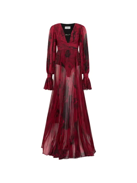 Philipp Plein Zodiac-print pleated maxi dress