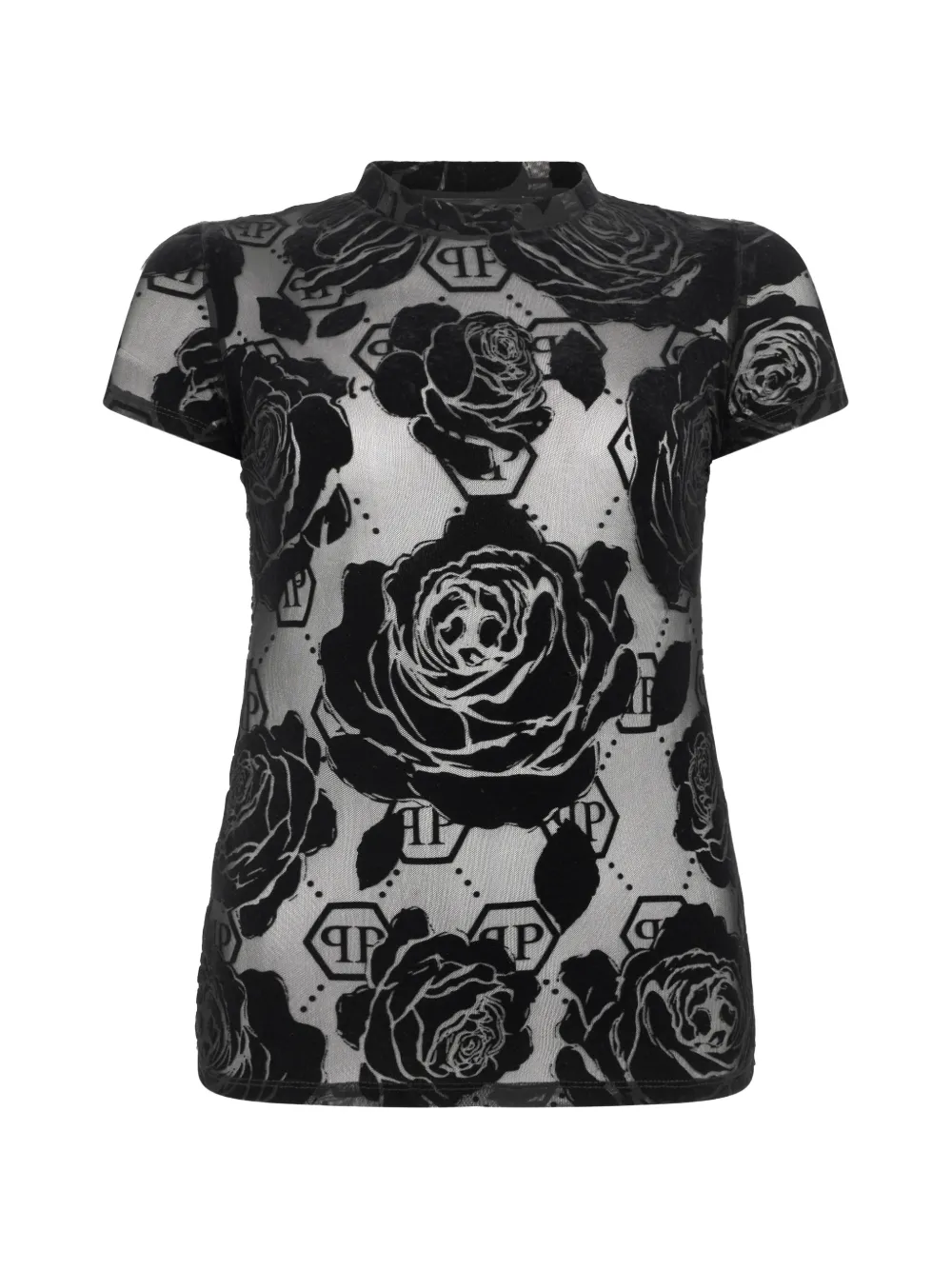 Philipp Plein T-shirt con dettaglio a fiori - Nero