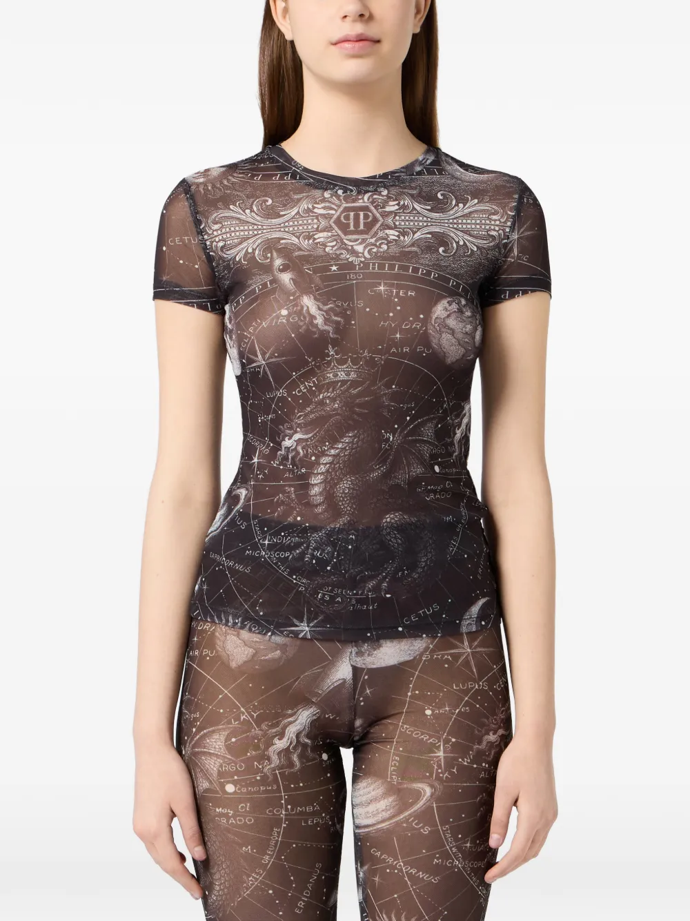 Philipp Plein Tulen T-shirt met sterrenbeeldprint Zwart
