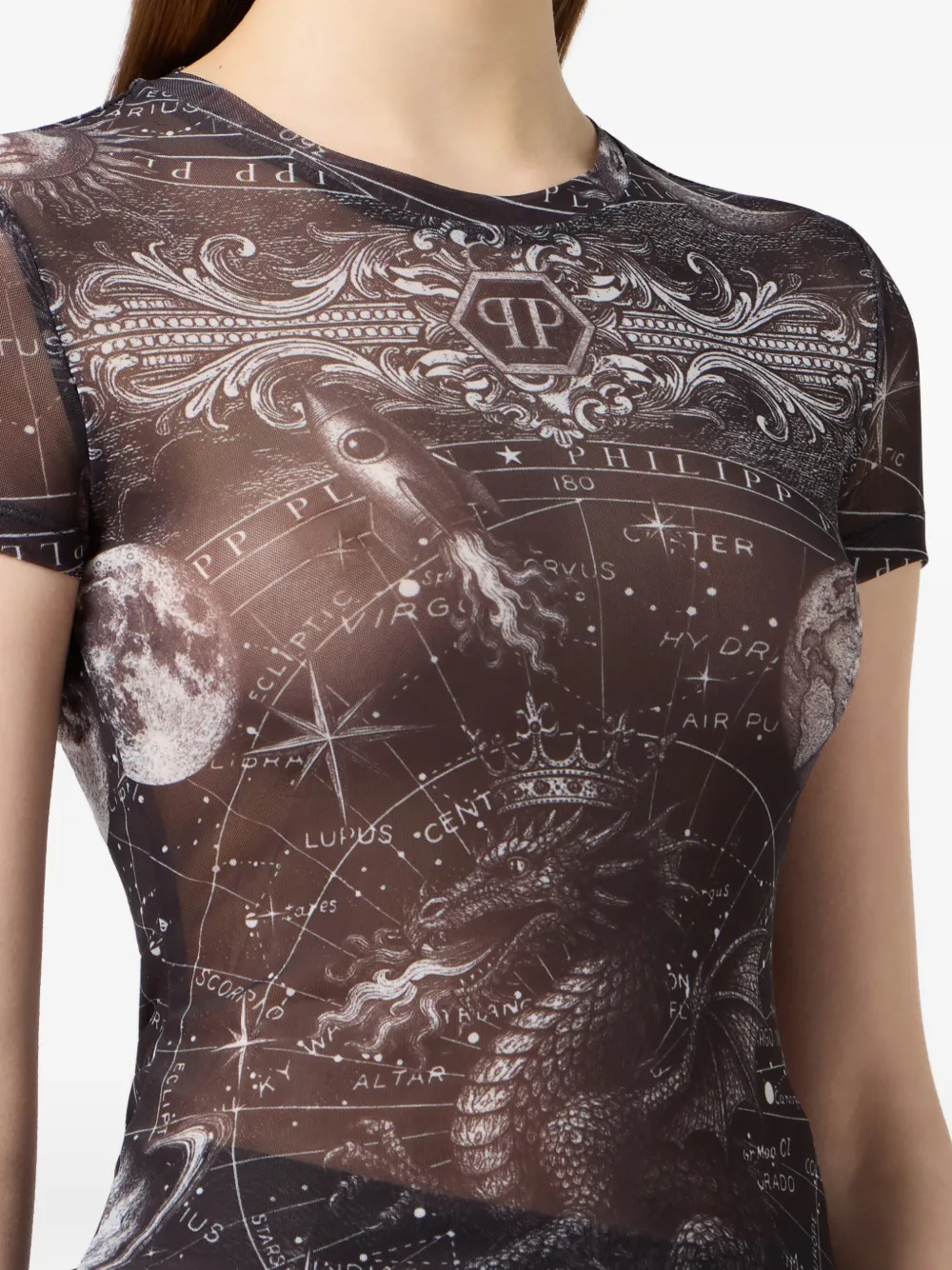 Philipp Plein Tulen T-shirt met sterrenbeeldprint Zwart