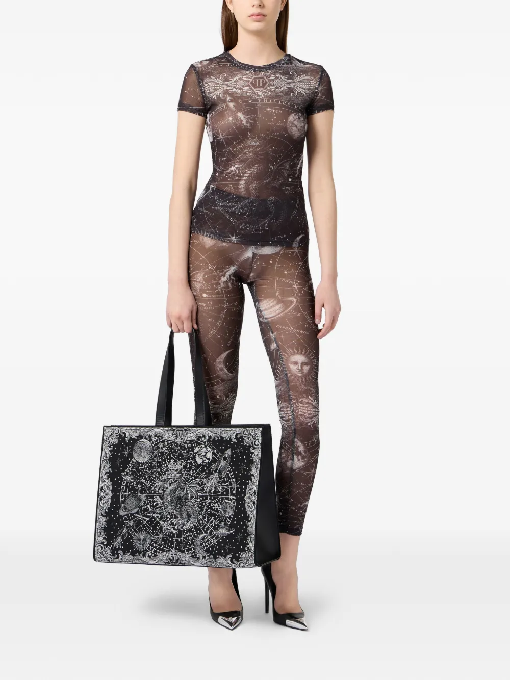 Philipp Plein Tulen T-shirt met sterrenbeeldprint Zwart
