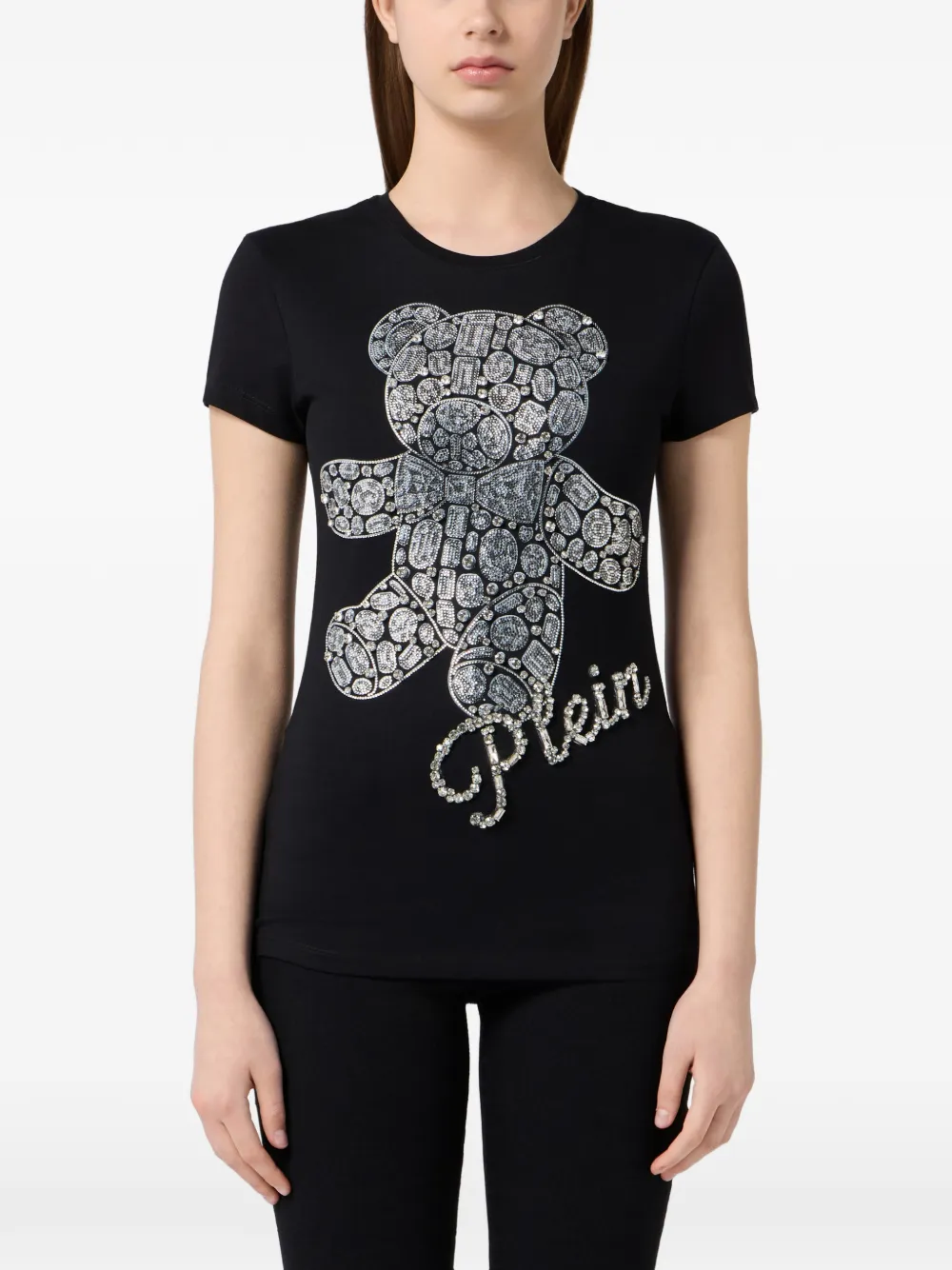 Philipp Plein Verfraaid T-shirt met korte mouwen Zwart