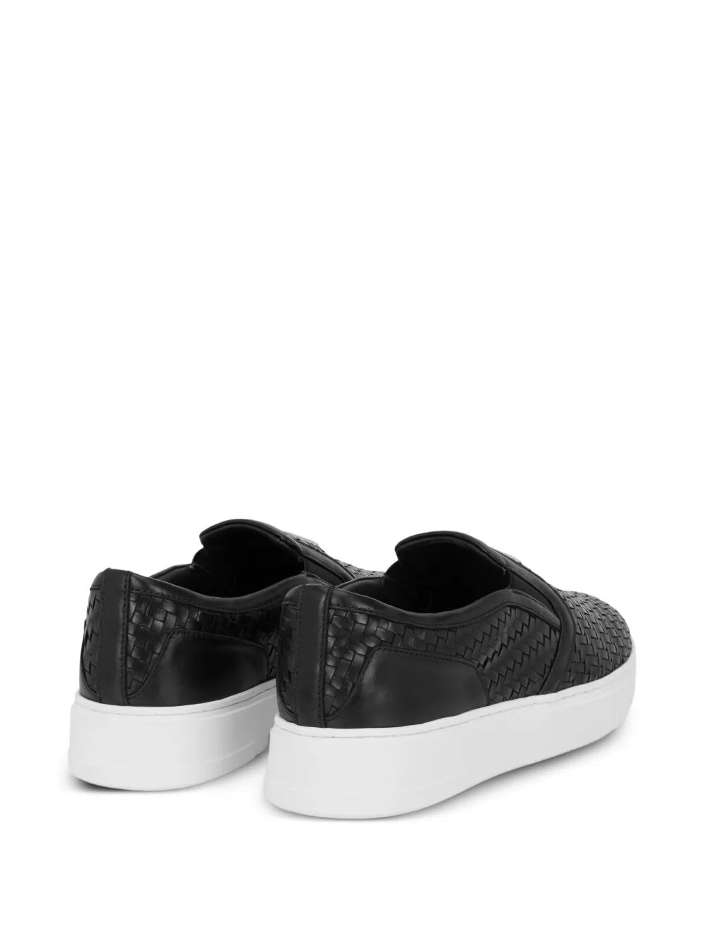 Philipp Plein Geweven leren slip-on schoenen Zwart