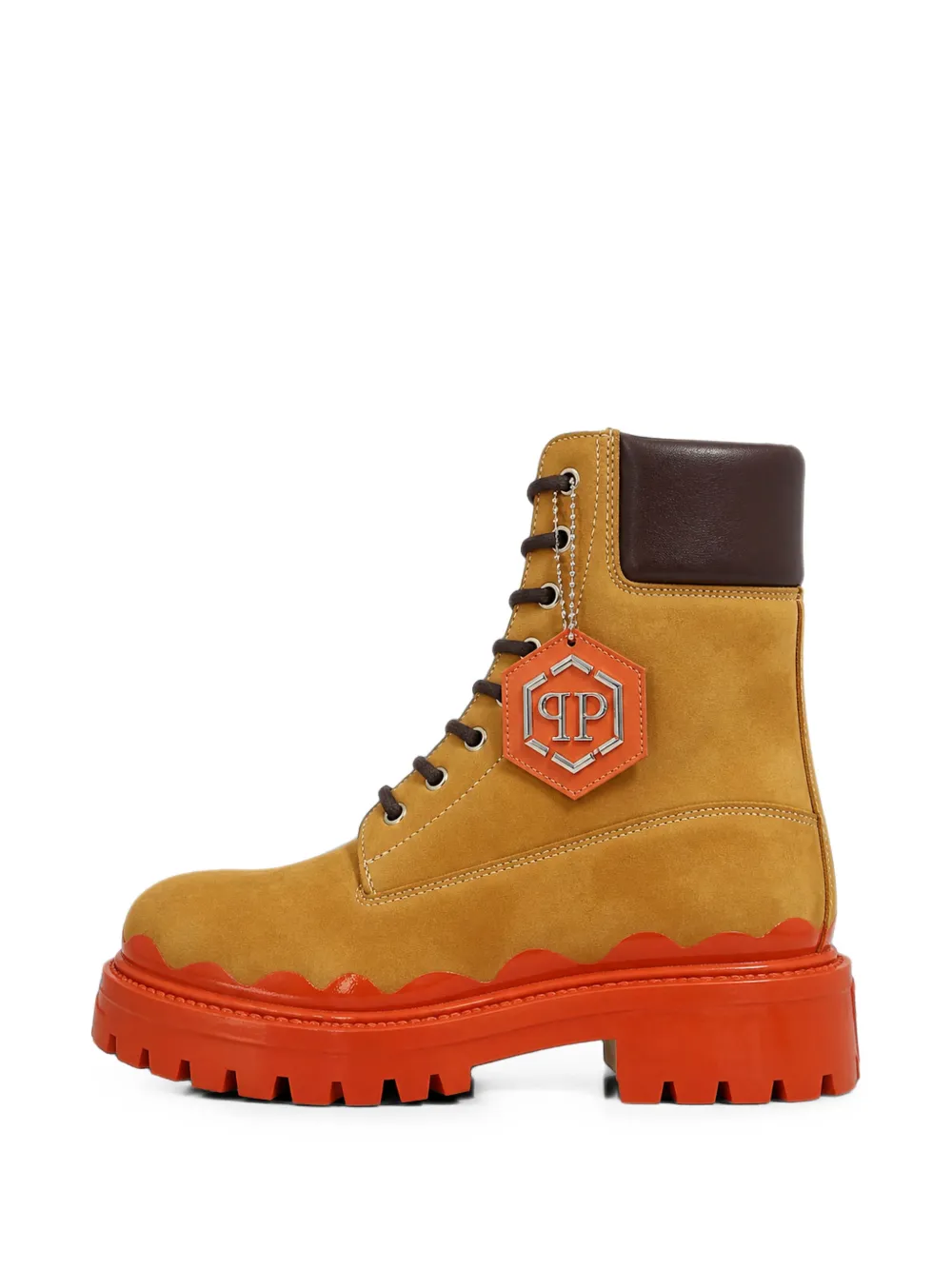 Philipp Plein nabuk lace-up boots immersed Beige