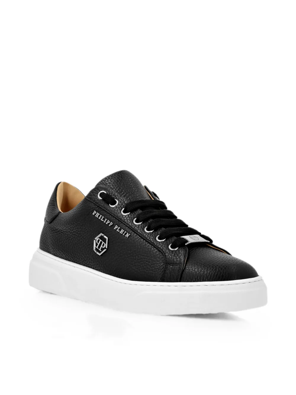 Philipp Plein leather lo-top sneakers Hexagon Zwart