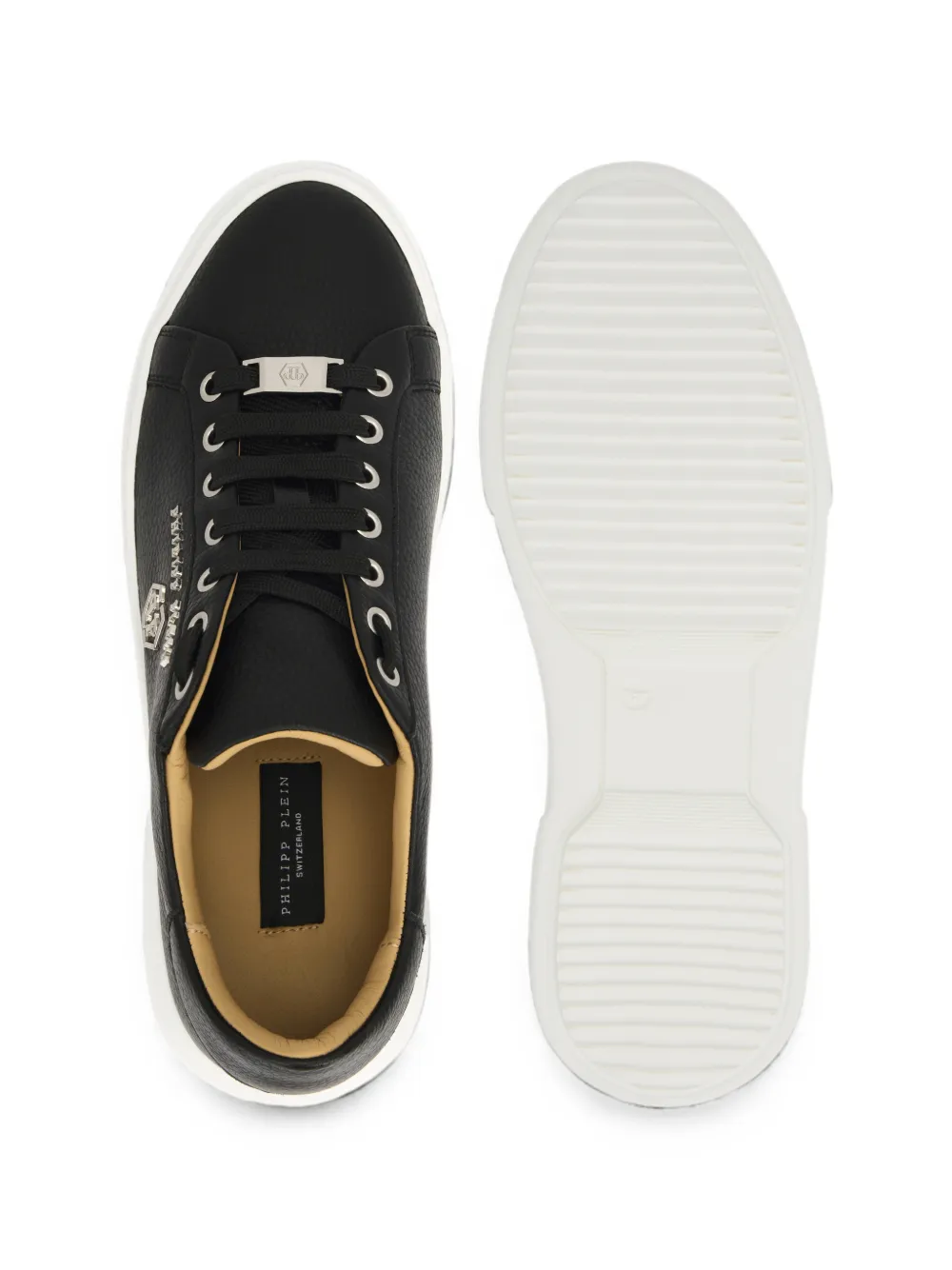 Philipp Plein leather lo-top sneakers Hexagon Zwart