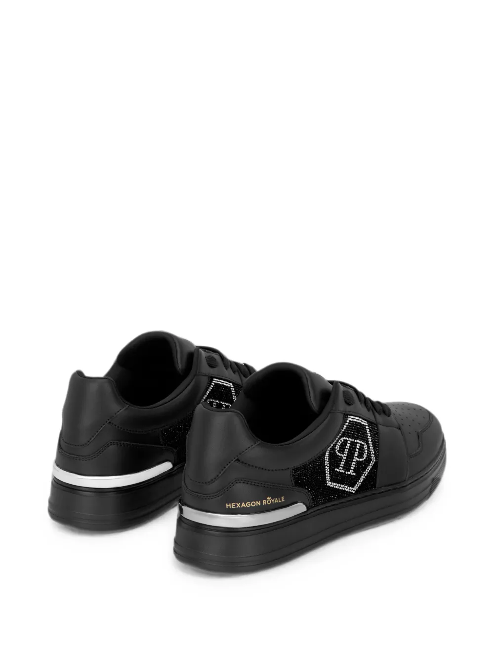 Philipp Plein Crystal Hexagon low-top sneakers Zwart