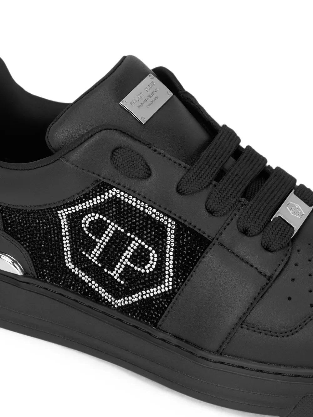 Philipp Plein Crystal Hexagon low-top sneakers Zwart