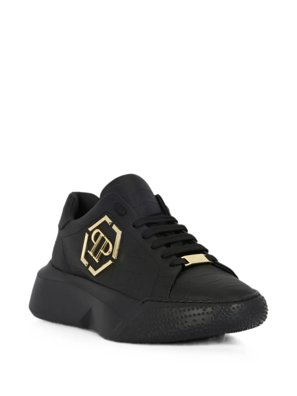 Philipp Plein Crocco Godzilla Runner sneakers Zwart