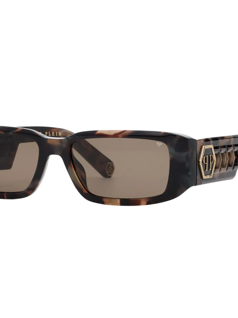 Philipp Plein Eyewear Zonnebril met rechthoekig montuur Bruin
