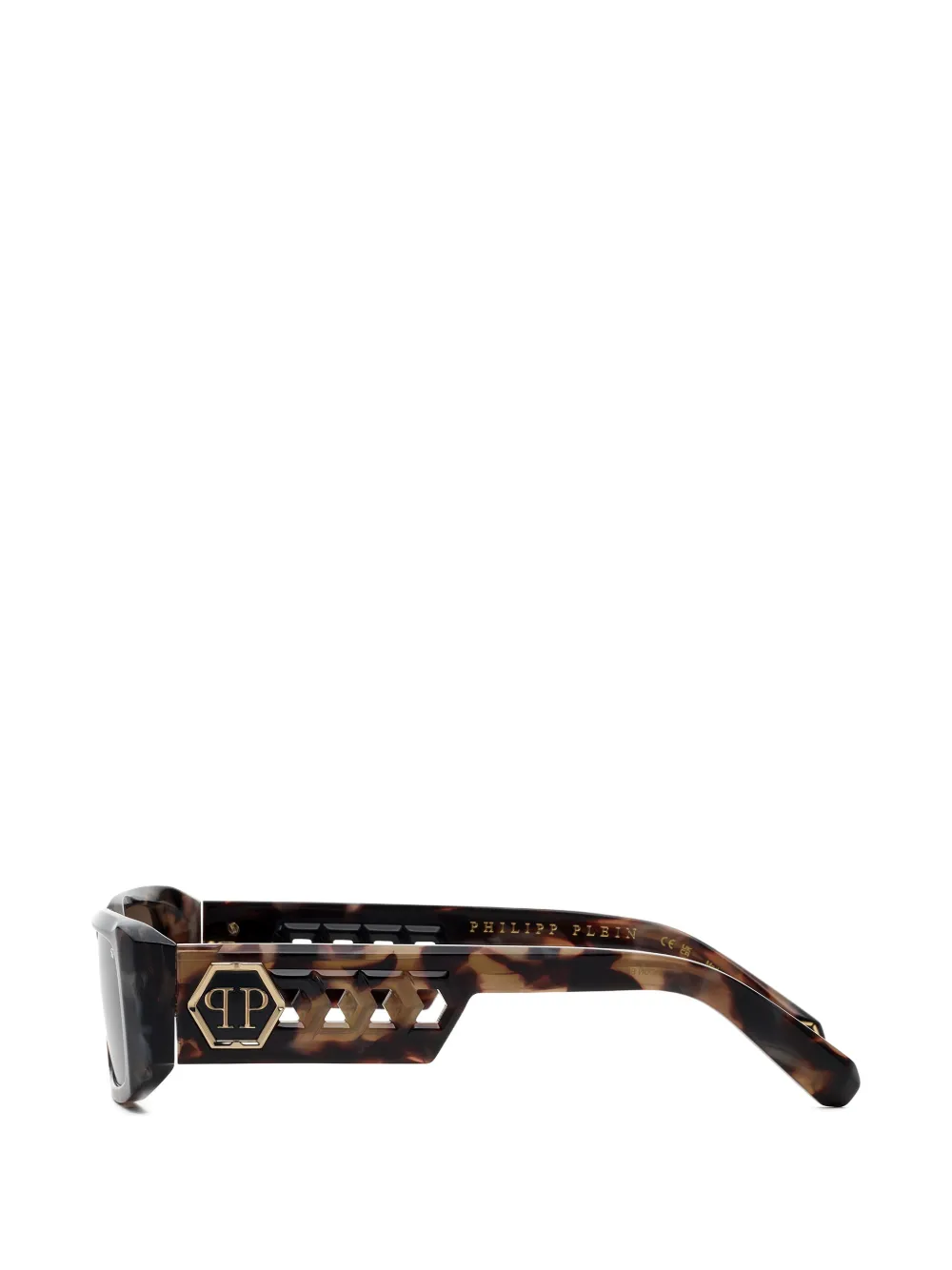 Philipp Plein Eyewear Zonnebril met rechthoekig montuur Bruin