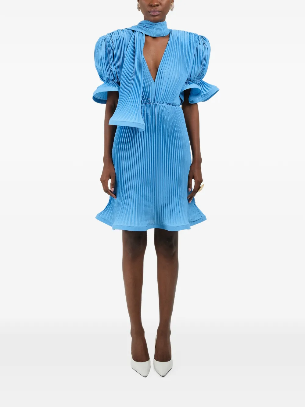 Rowen Rose pleated puffy midi dress - Blu