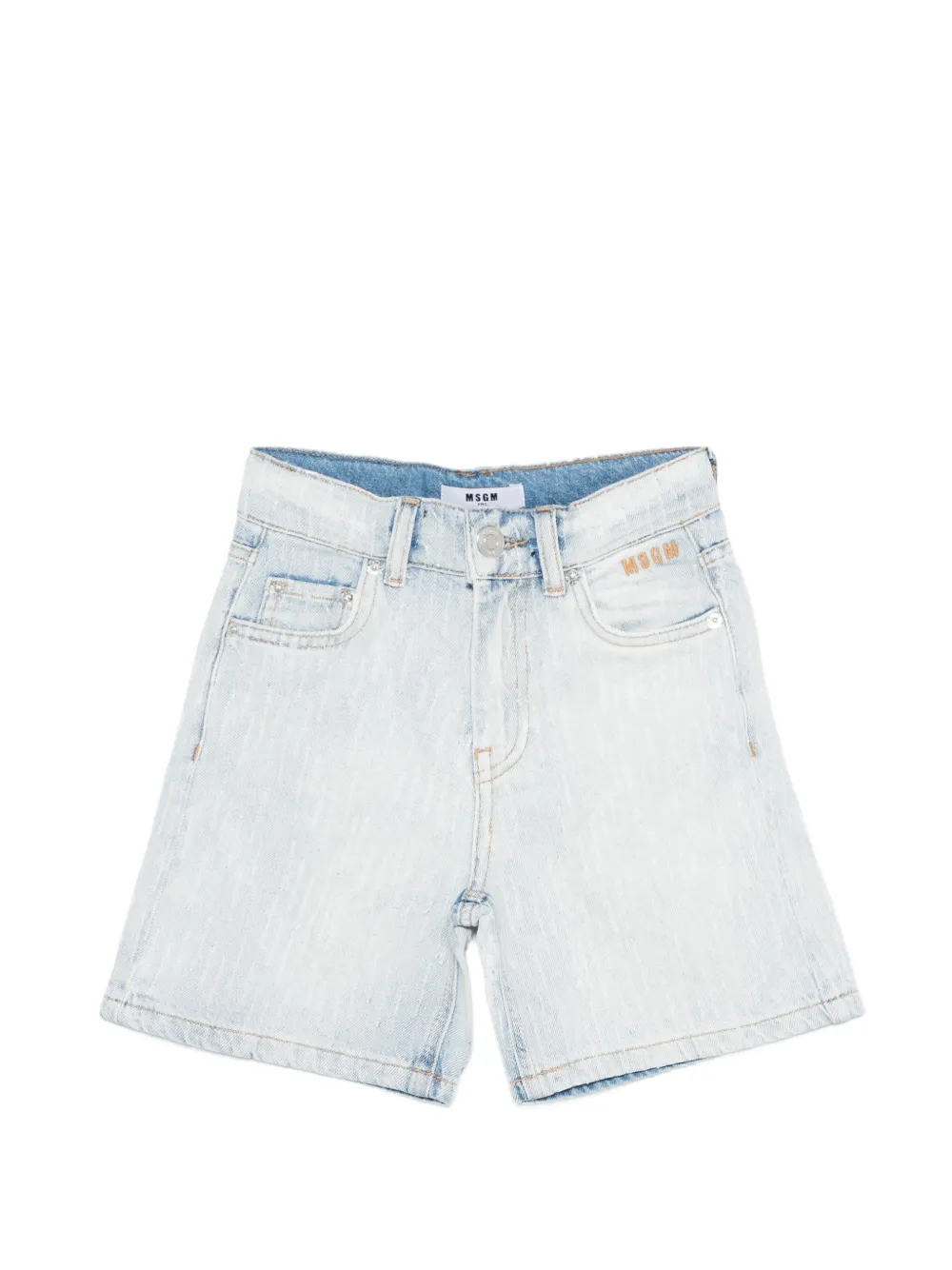 MSGM Kids logo-embroidery shorts - Blu