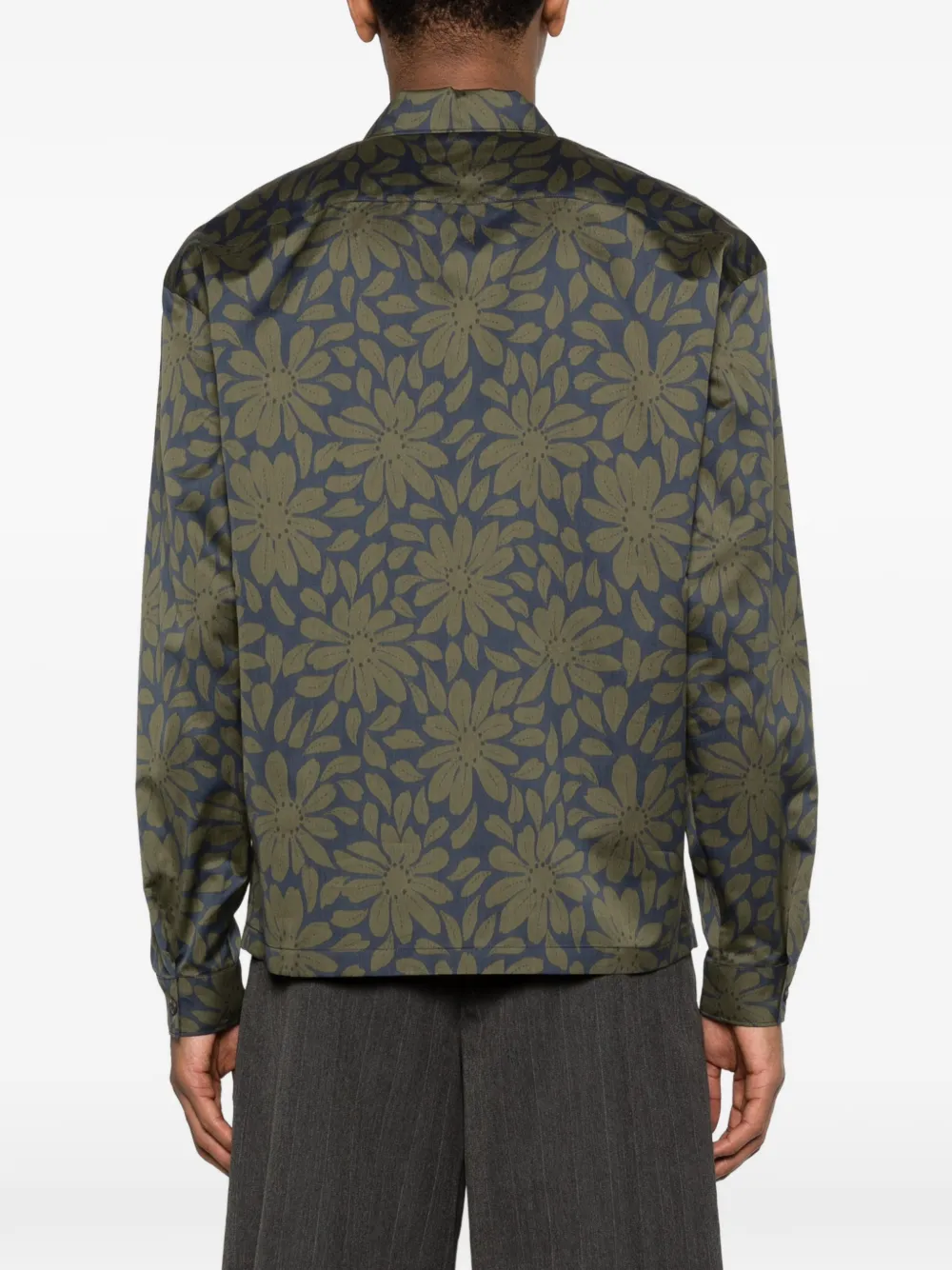 Prada Overhemd met bloemenprint en rits Groen
