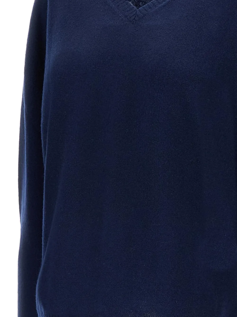 Ribbed-Hem V-Neck Sweater