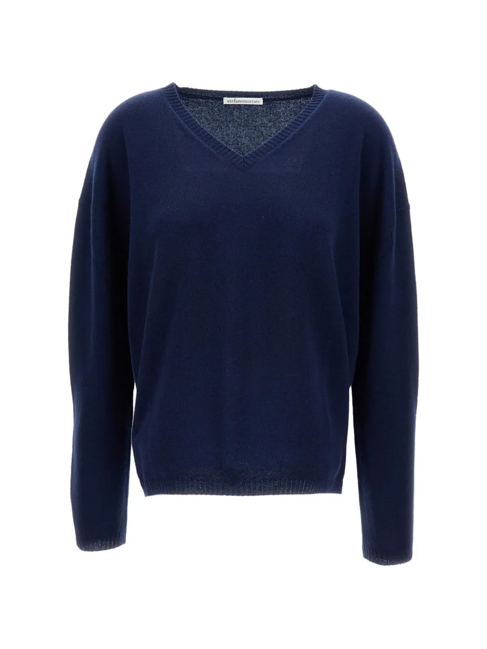 Stefano Mortari ribbed-hem V-neck sweater - Blu