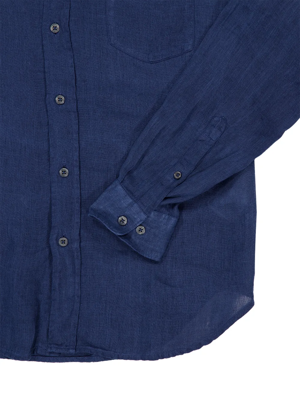 120% Lino Overhemd met lange mouwen en zak Blauw