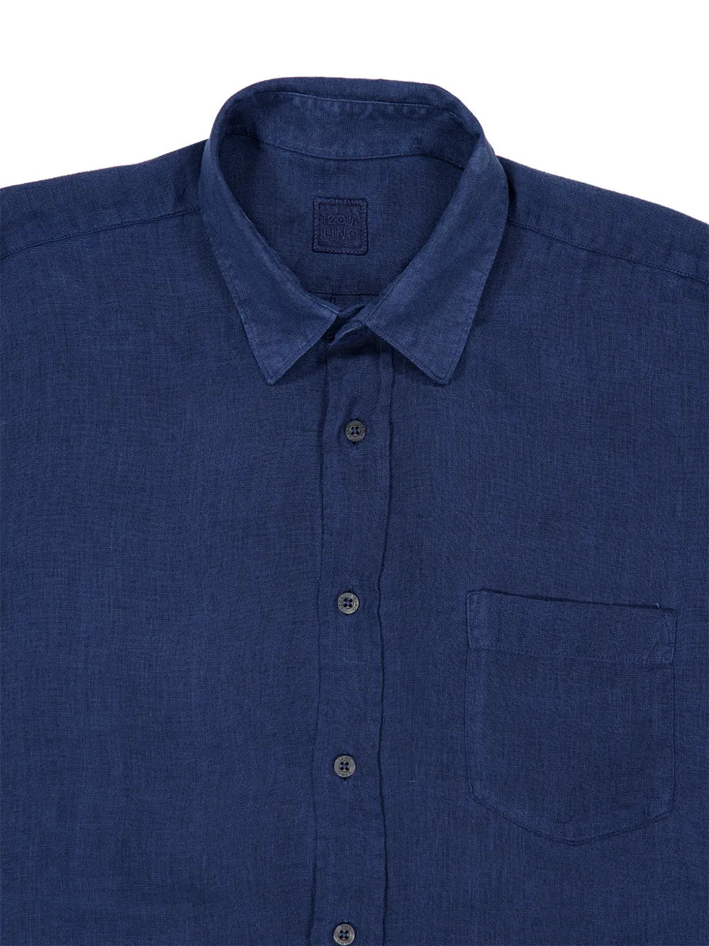 120% Lino Overhemd met lange mouwen en zak Blauw