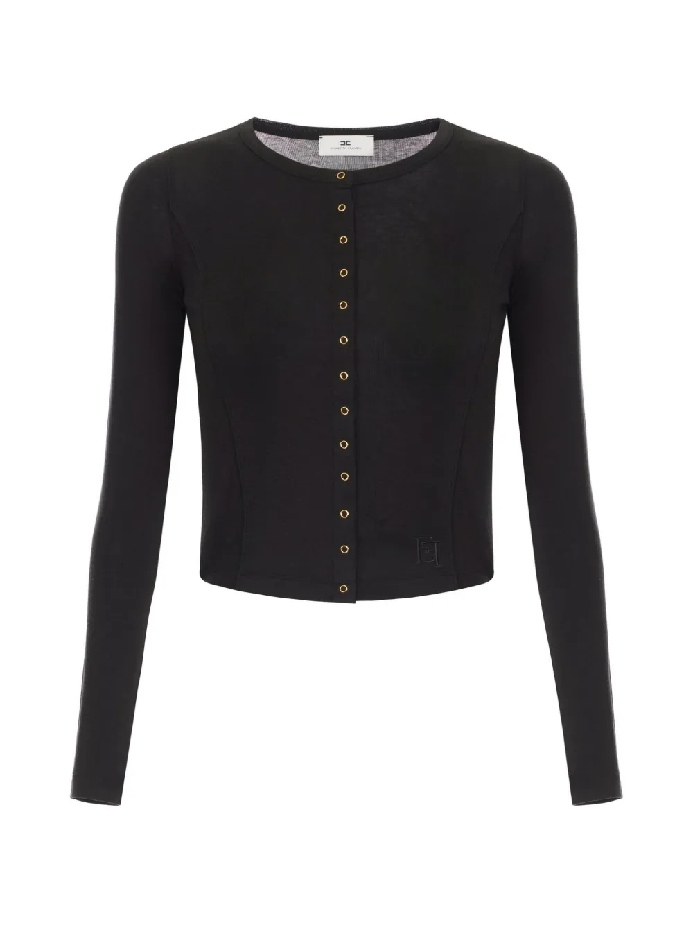 Elisabetta Franchi embroidered logo cardigan - Nero