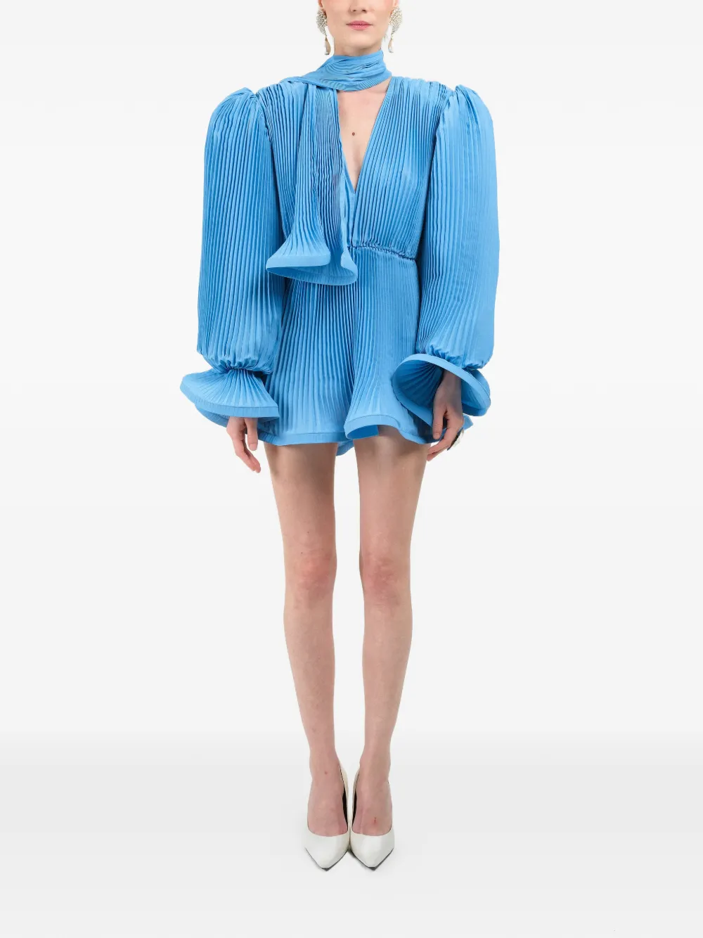 Rowen Rose pleated puffy mini dress - Blu