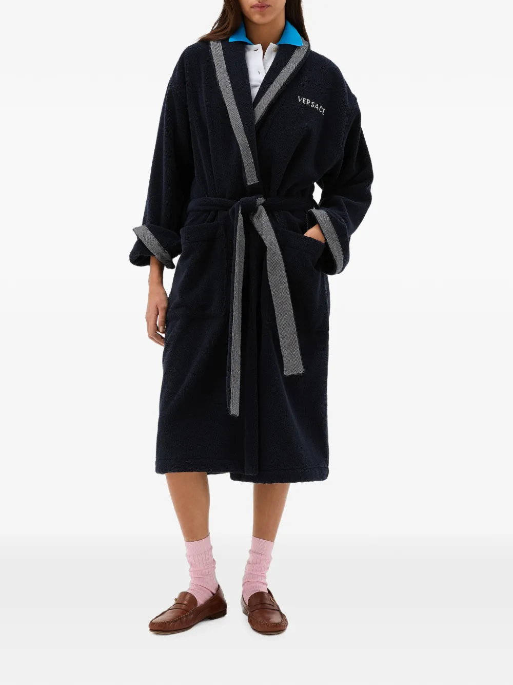 Versace Katoenen badstof jacquard badjas Blauw