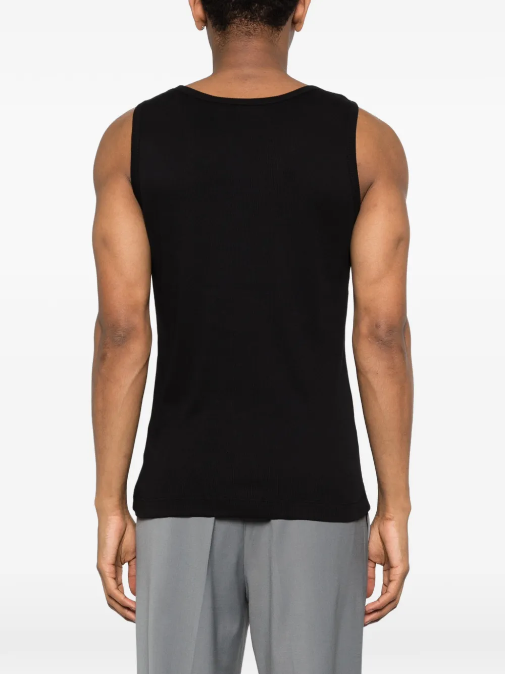 Études Studio Geribbelde tanktop met borduurwerk Zwart