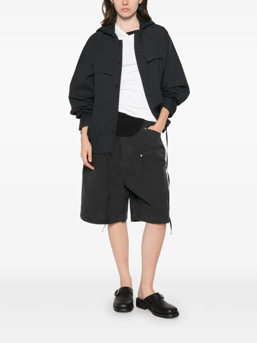 Études Studio Shirtjack met capuchon en knopen Zwart