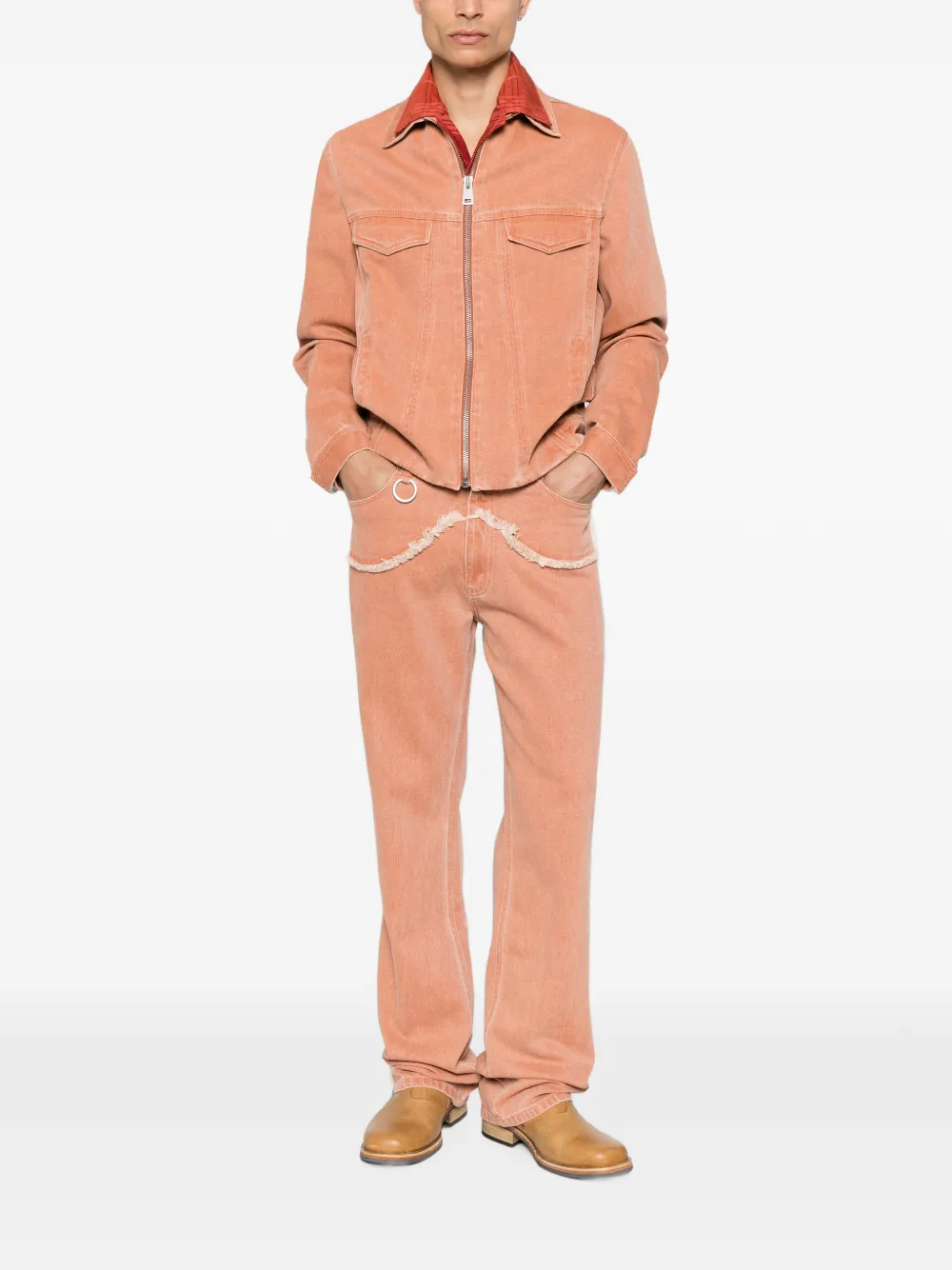 Études Studio Slim-fit denim jack met rits Oranje