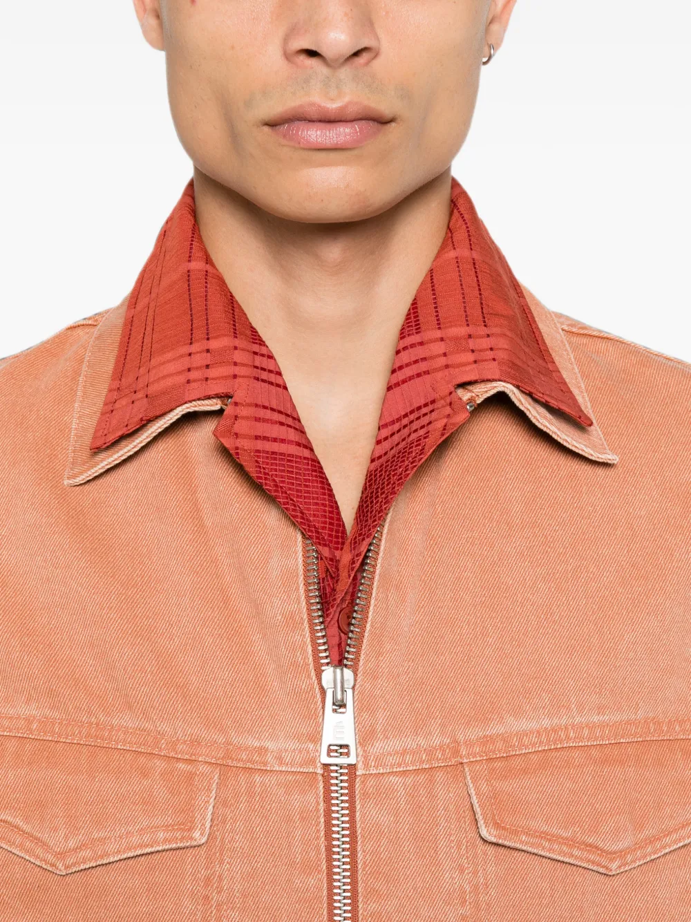 Études Studio Slim-fit denim jack met rits Oranje