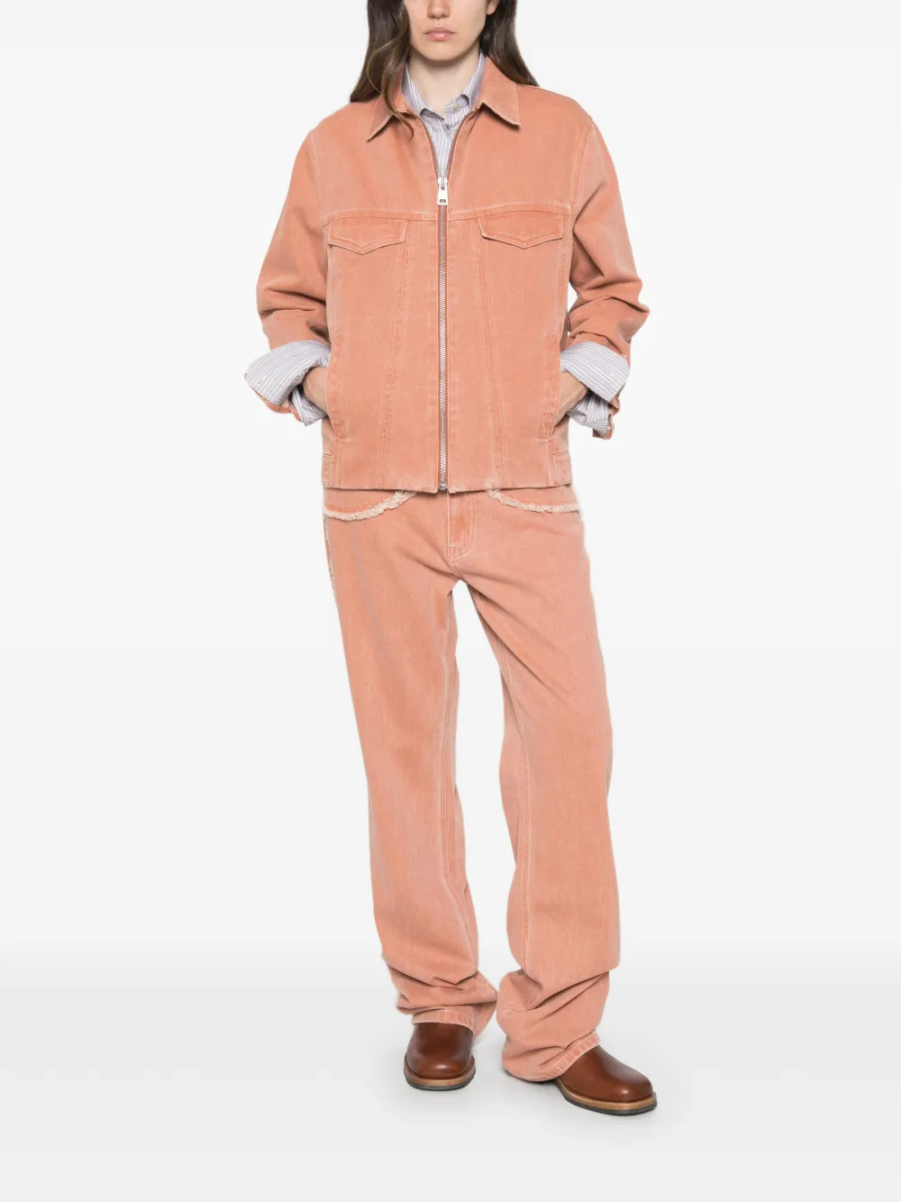 Études Studio Slim-fit denim jack met rits Oranje