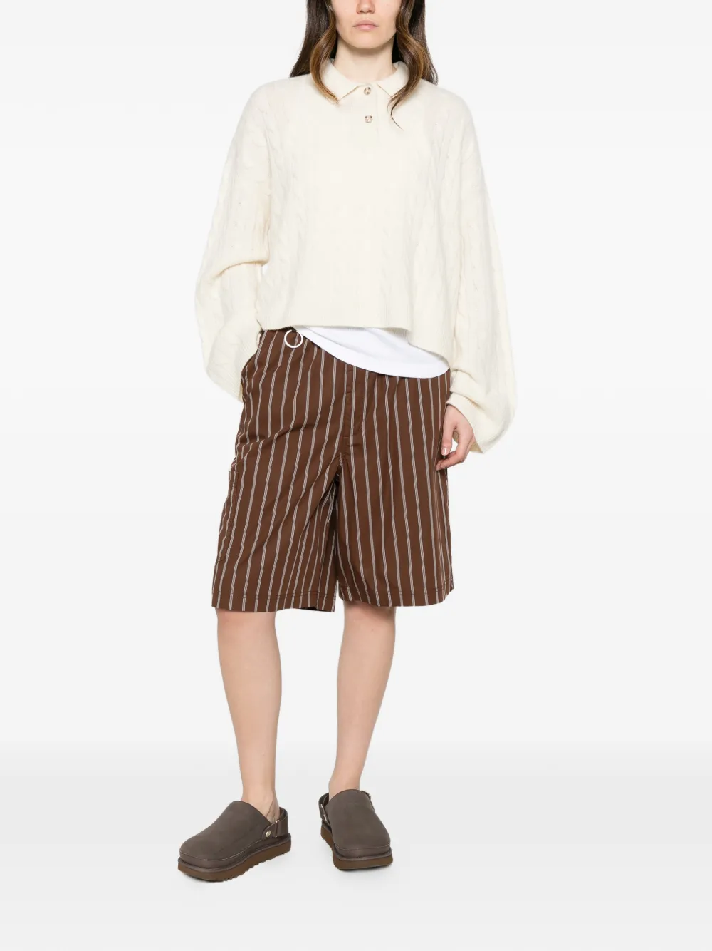 Études Studio Comfort gestreepte shorts Bruin