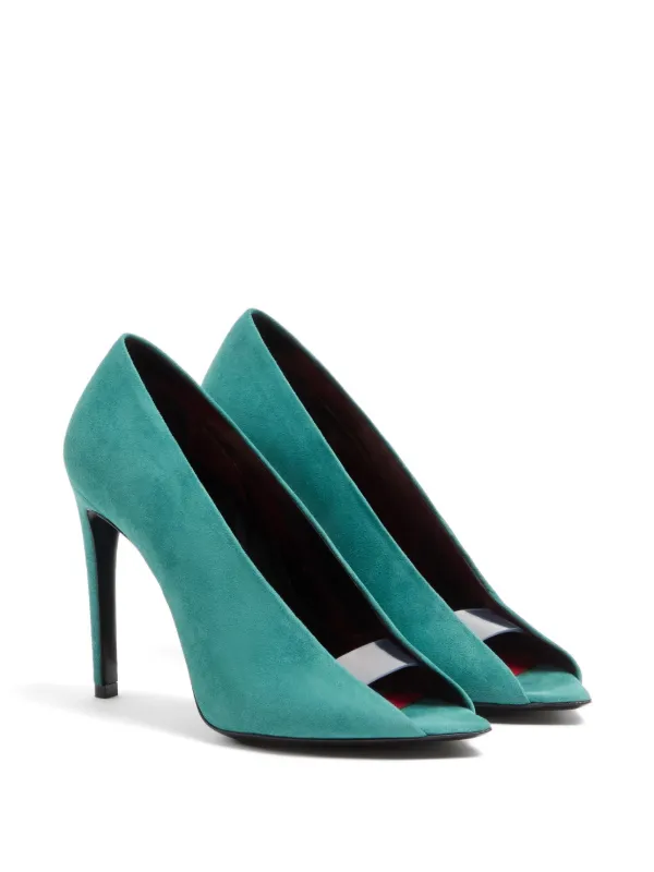 Valentino Garavani Open Toe Révélé Suede Pumps 105mm | Blue | FARFETCH