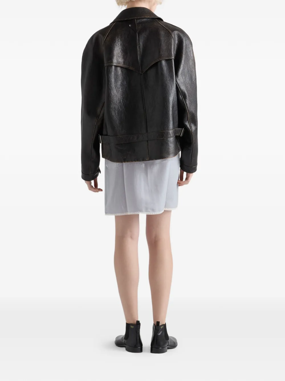 Prada Leren jack Zwart